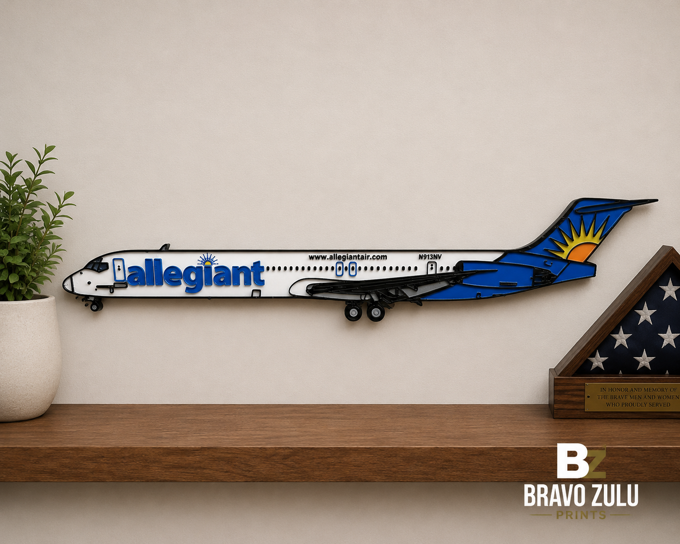 Allegiant Air McDonnell Douglas MD-80 | 3D Printed Wall Art