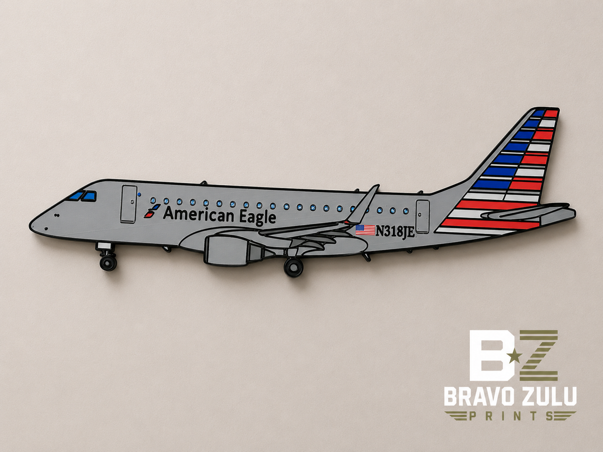 American Eagle Embraer E-170 | 3D Printed Wall Art