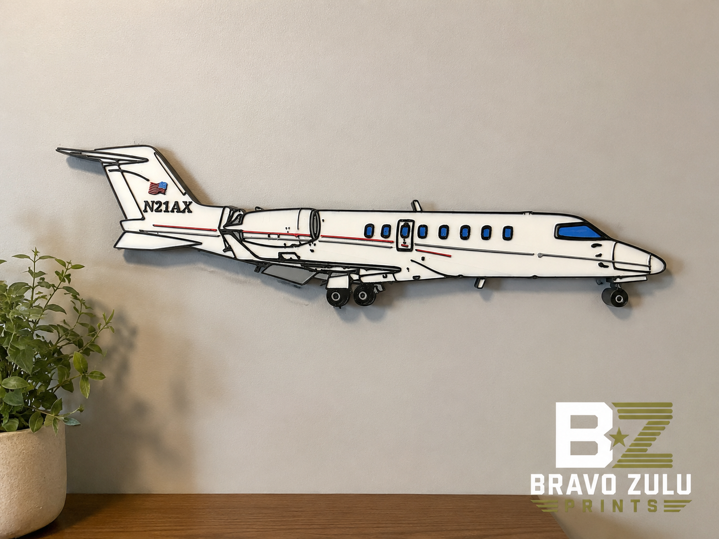 Learjet 45 (LR45) | 3D Printed Wall Art