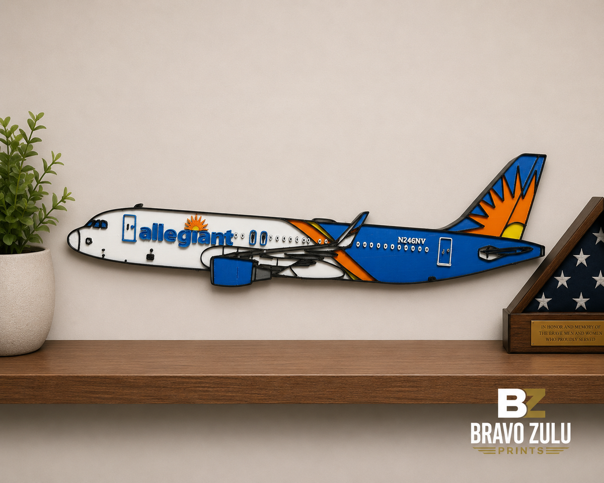 Allegiant Air A-320 | 3D Printed Wall Art
